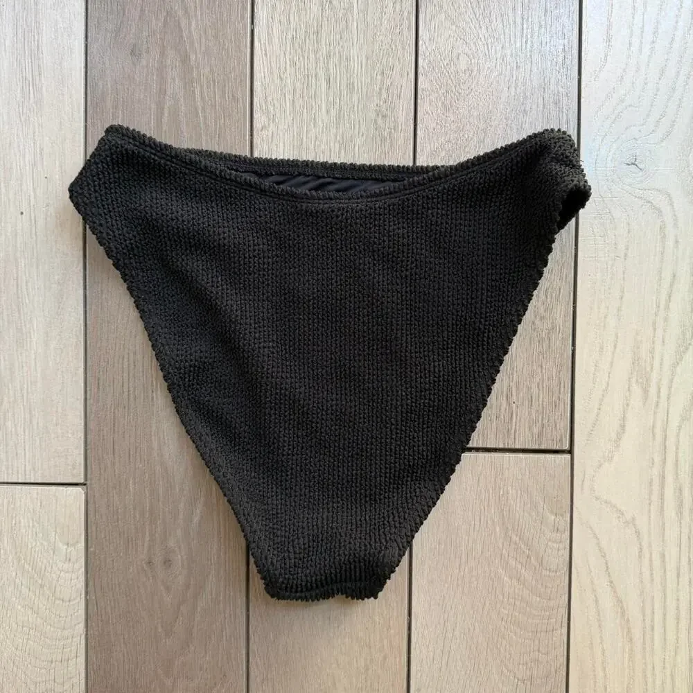 Good American Crinkle Bikini Bottom Black S/M